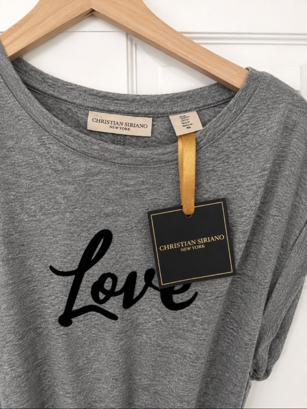 Christian Siriano Gray 'Love'  Rolled-Sleeve Tee - Picture 3 of 6